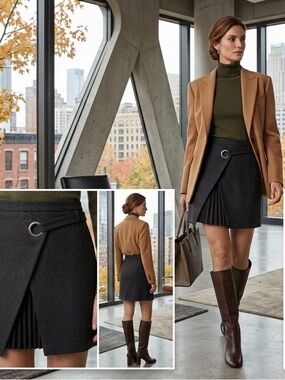 Mark. Peek of Pleats Black Skirt